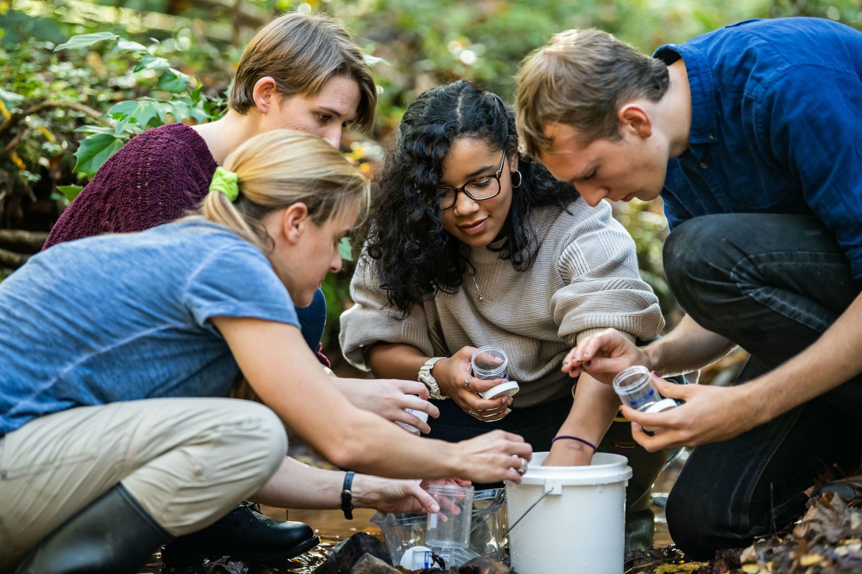Guilford College instructor and students